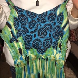 blue green maxi dress